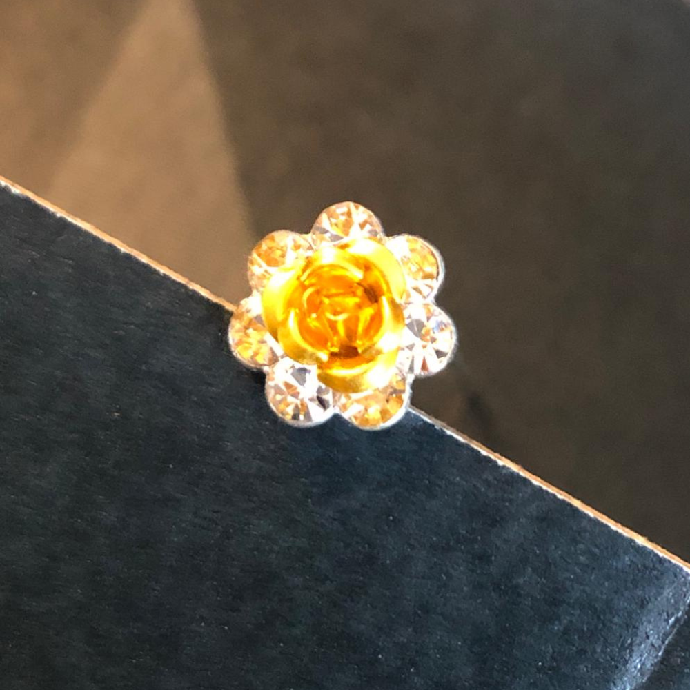 Hair Pin - Golden Amber Flower x 10