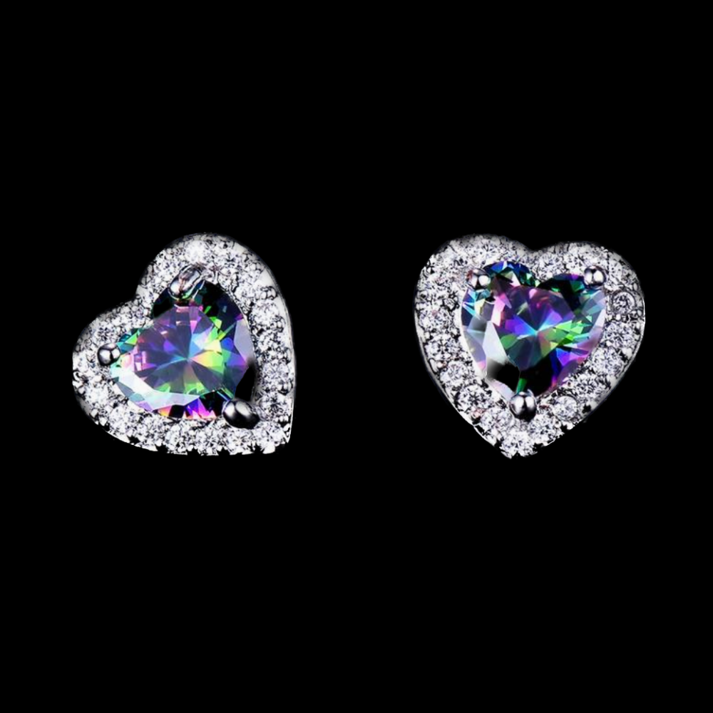 Crystal Heart Earrings - 10mm